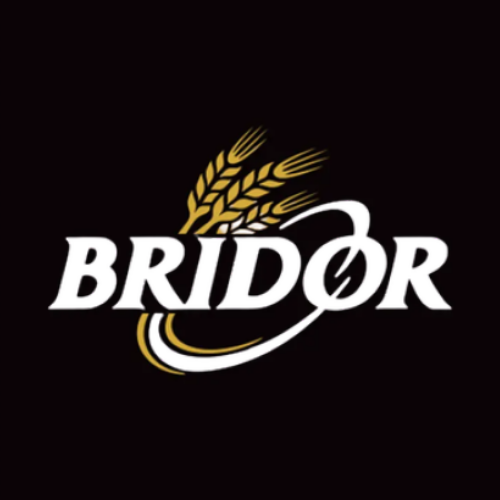 Bridor bakery and food distribution company logo featuring golden wheat stalks, representing wholesale food manufacturing and commercial food supply services.