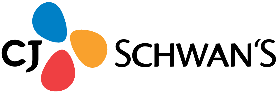 CJ Schwan's logo featuring blue, red, and orange circles representing a leading foodservice distributor and food supplier for commercial food operations.