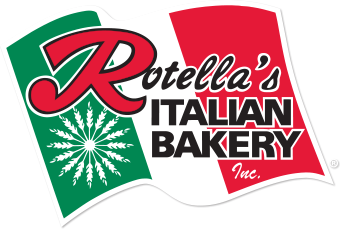Rotella's Italian Bakery Inc. logo featuring red and green Italian flag design, ideal for food service distributors and wholesale bakery suppliers.